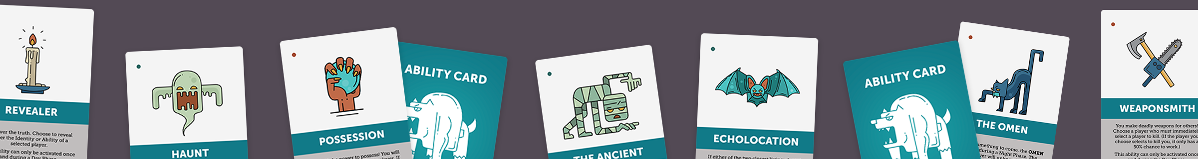 Graphic of 9 front-and-back Ability cards